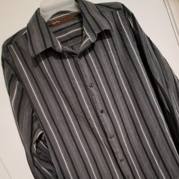 PERRY ELLIS DRESS SHIRT, Long Sleeves Striped XXL - Picture 2 of 7